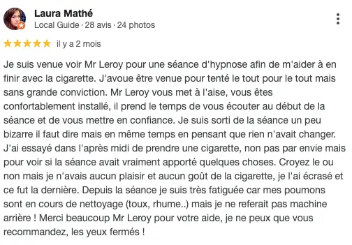 Témoignage arrêt de la cigarette avec Rodolphe Leroy hypnothérapeute.