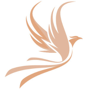 Un phœnix qui prend son envol, le logo de Rodolphe Leroy.